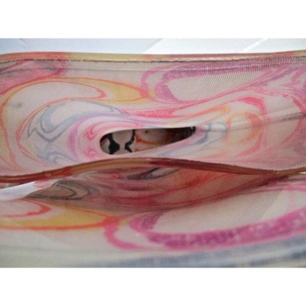 Coach Blue Pink Jelly Multi Color Signature Logo Knee High Rubber Rain Boots - Picture 9 of 11